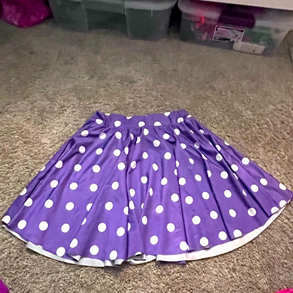 Purple polka dot skirt